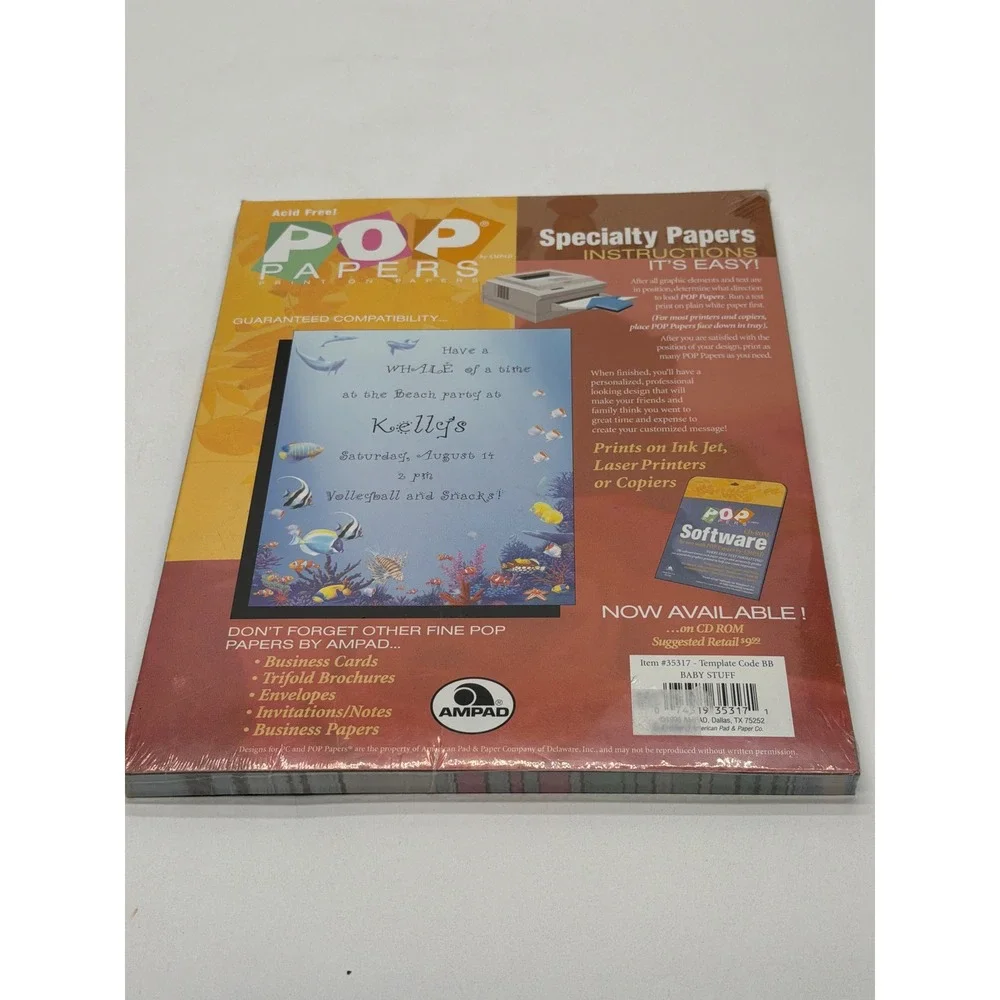 Ampad‎ Pop Papers Baby Stuff Specialty Printer Paper 100ct 8.5x11 24lb 35317 New
